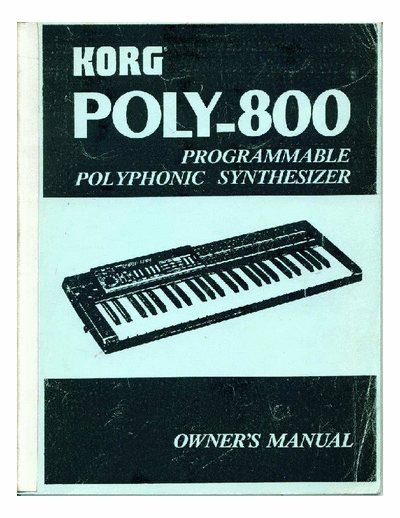 Korg Poly 800 Synthetiser manual Poly 800